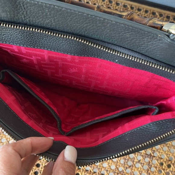 Elaine Turner Leather Handbag with Bamboo Handle - Picture 3 of 11